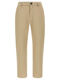 Beige Cotton Cropped Pants