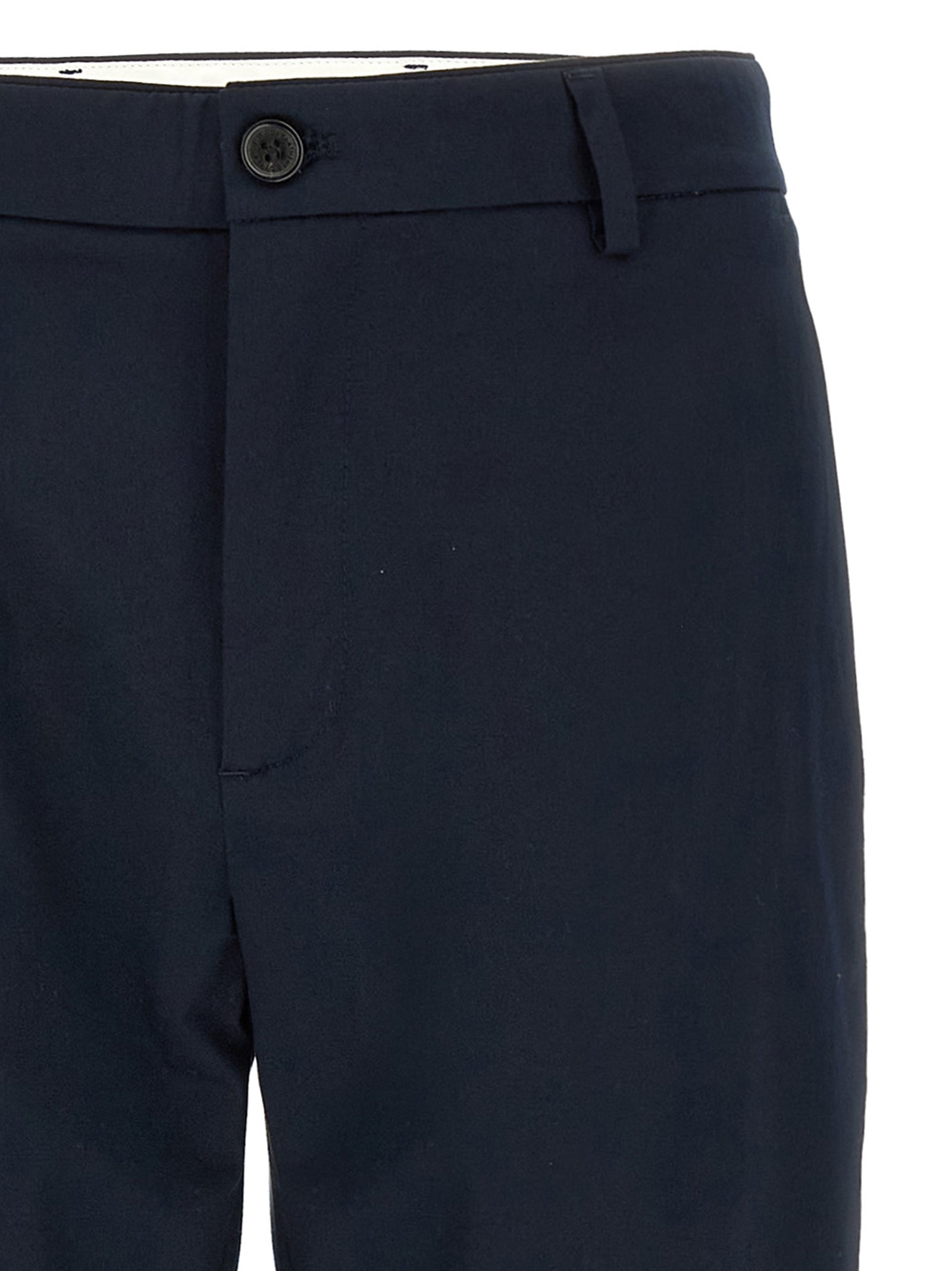 Blue Cotton Casual Pants