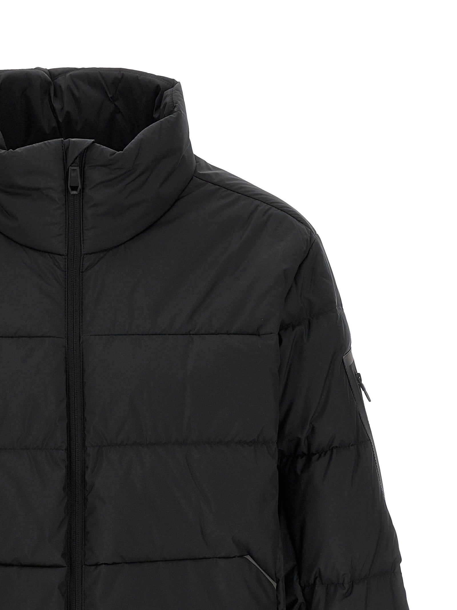Black Polyester Full-Length Jacket