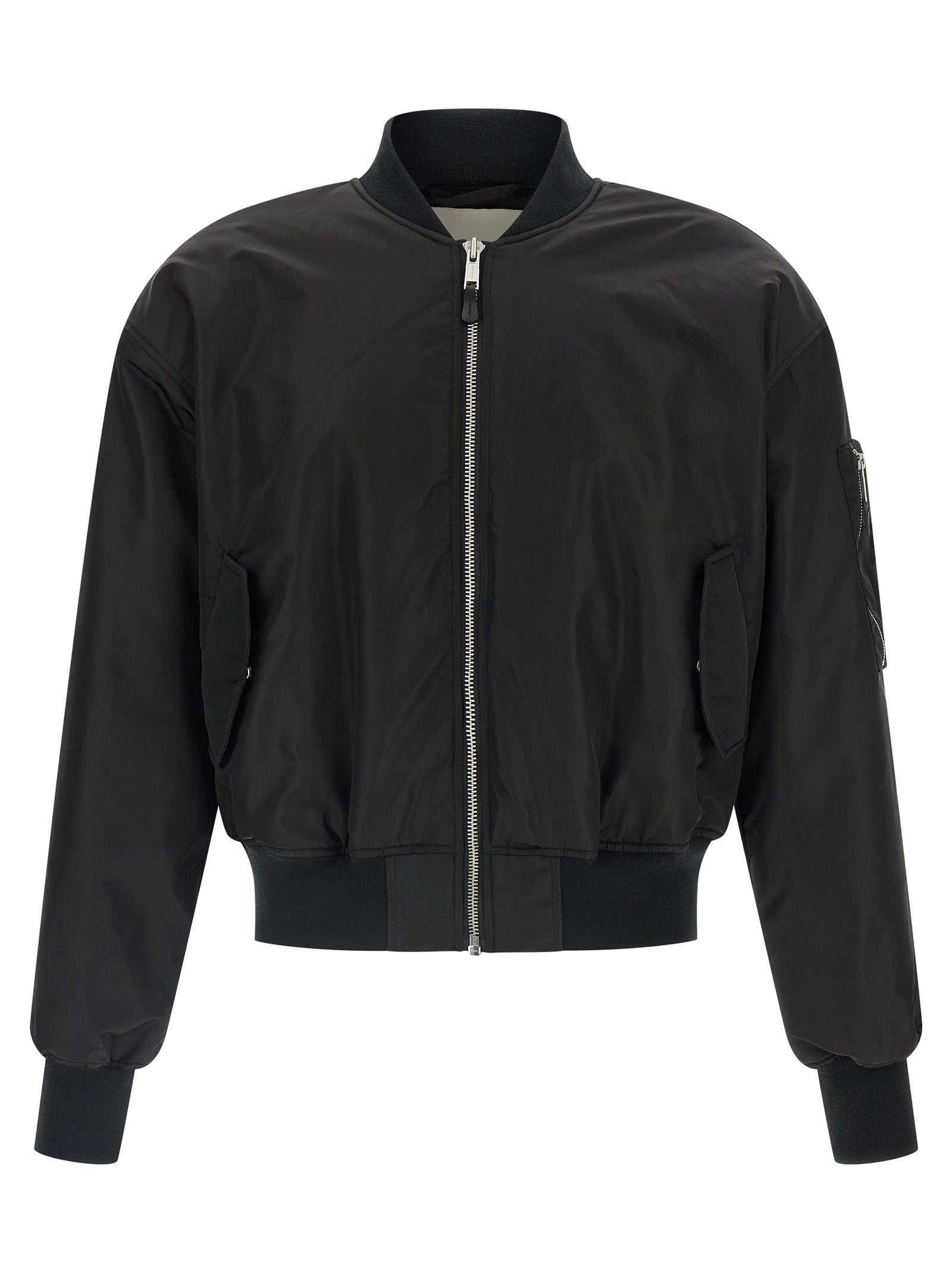 Black Nylon Bomber