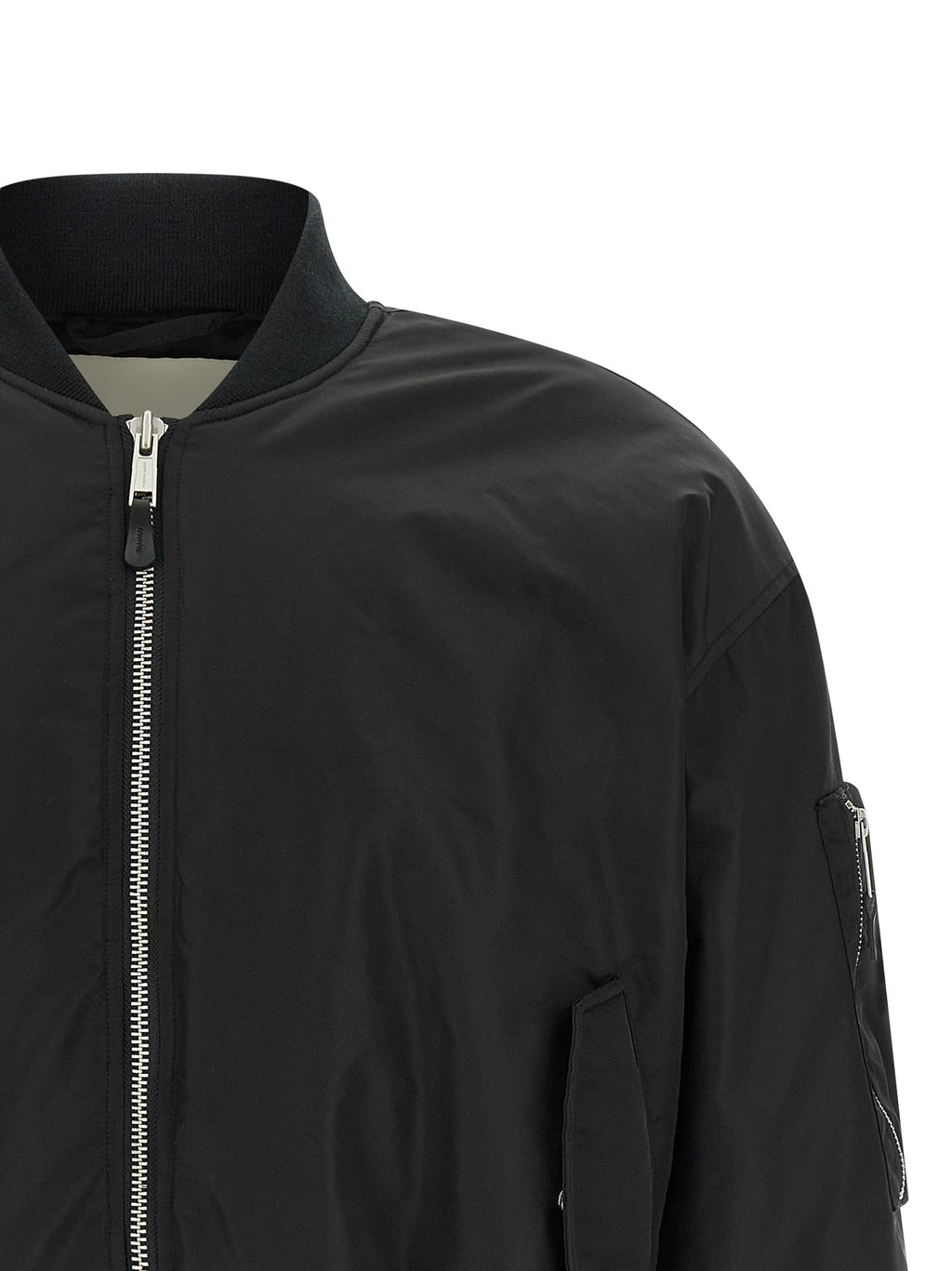 Black Nylon Bomber