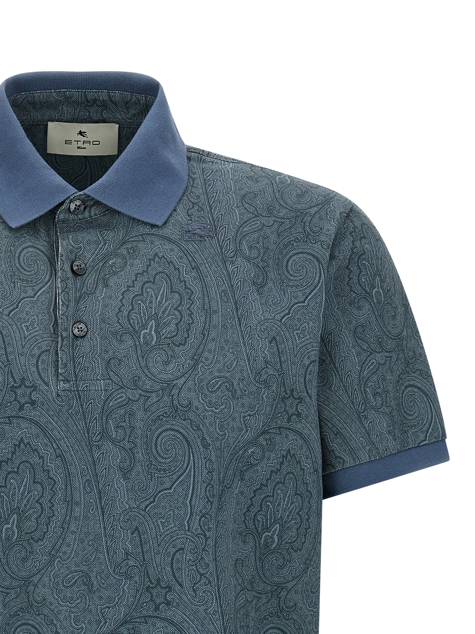 Blue Cotton Polo Shirt