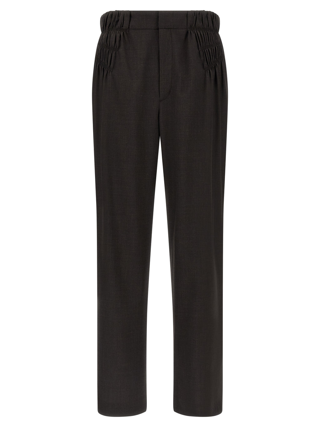 Brown Virgin Wool Casual Pants