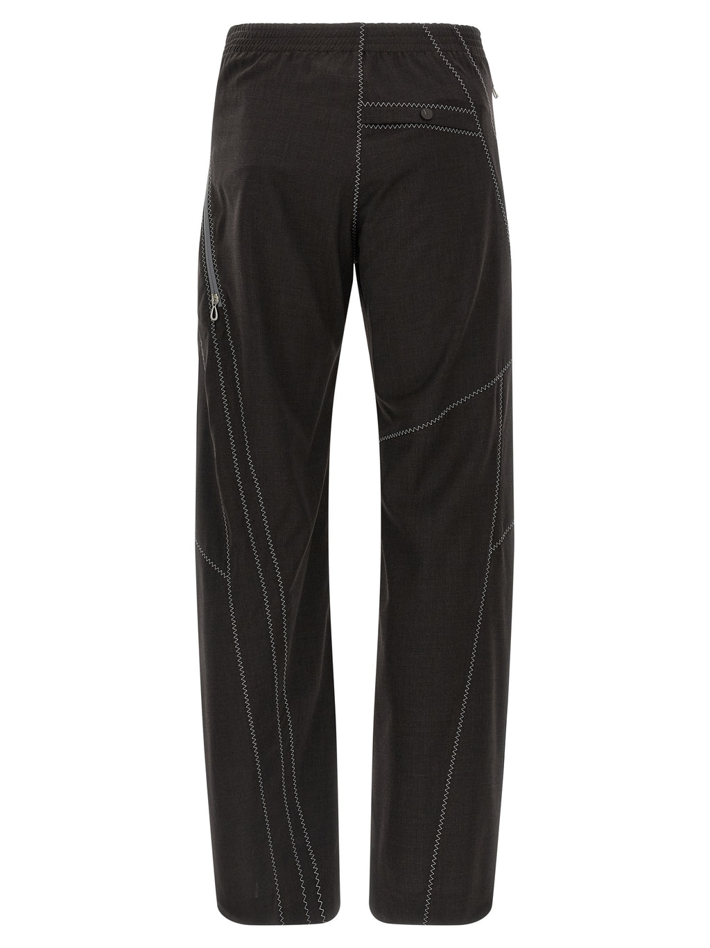 Brown Virgin Wool Casual Pants