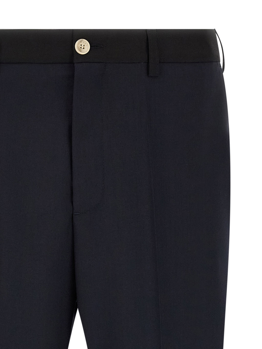 Blue Virgin Wool Casual Pants