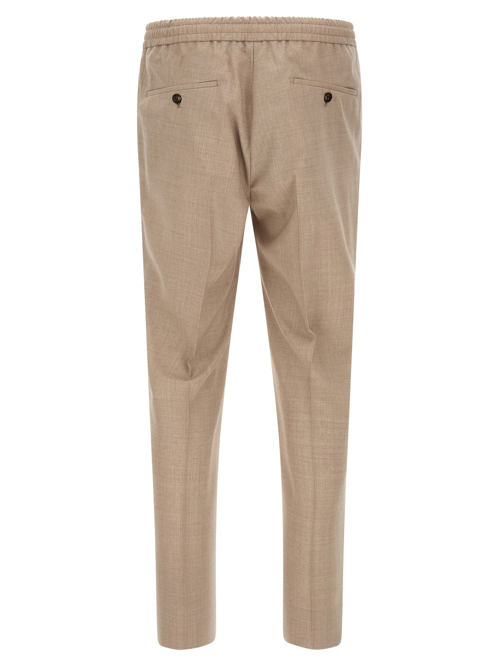 Beige Virgin Wool Casual Pants