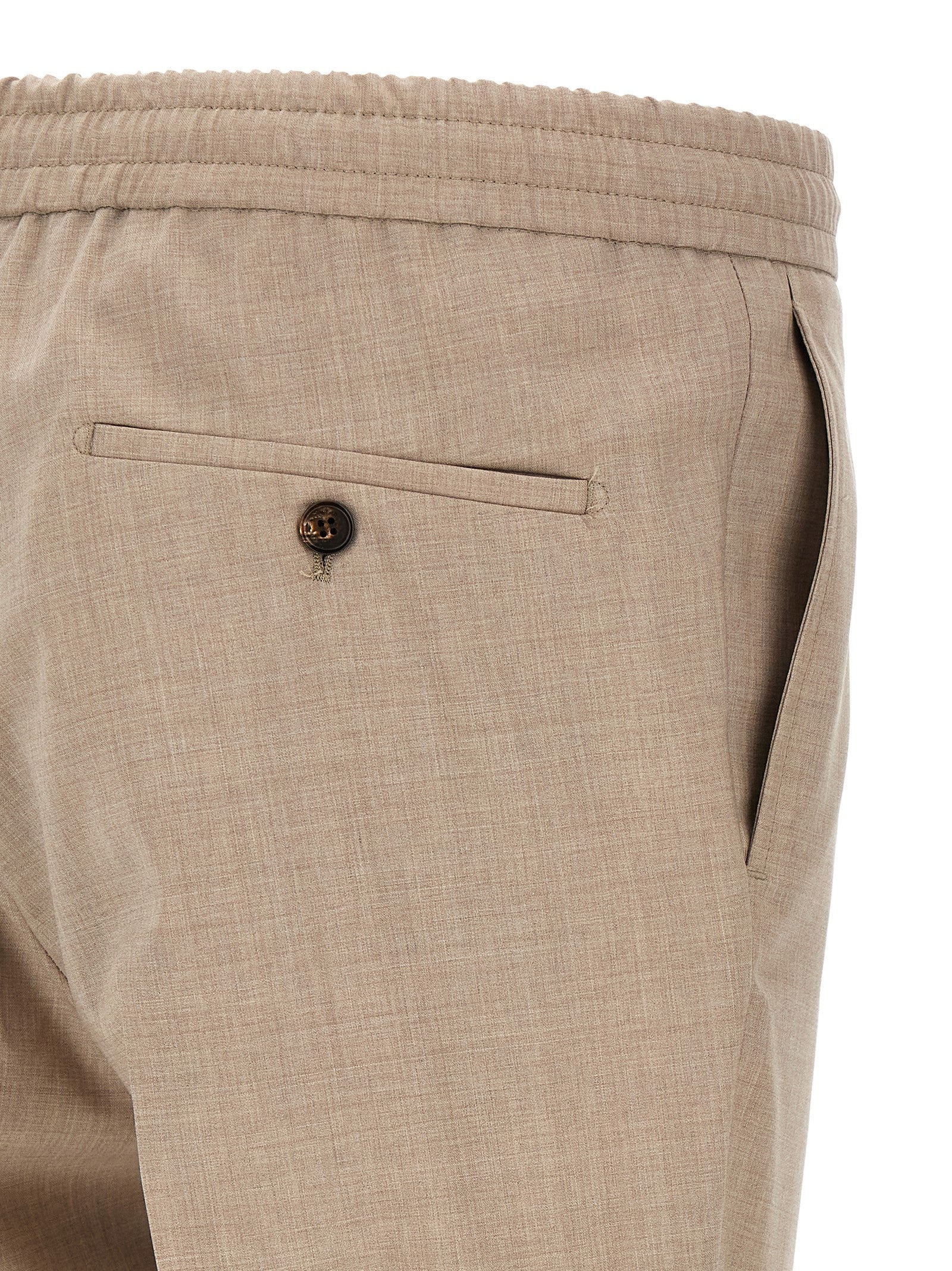 Beige Virgin Wool Casual Pants