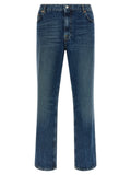 Blue Cotton Straight-Leg Jeans