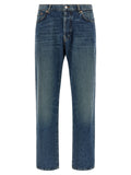 Blue Cotton Straight-Leg Jeans