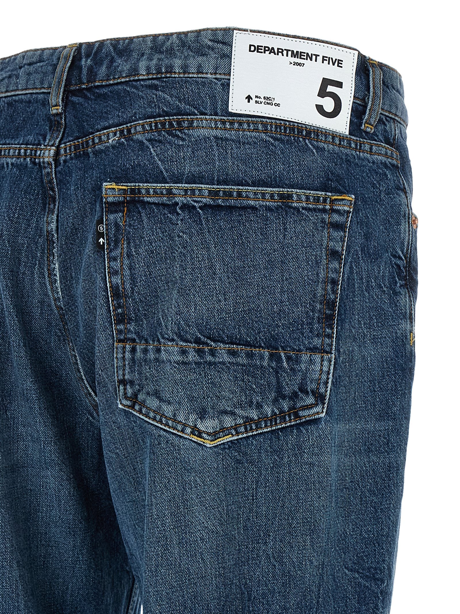 Blue Cotton Straight-Leg Jeans