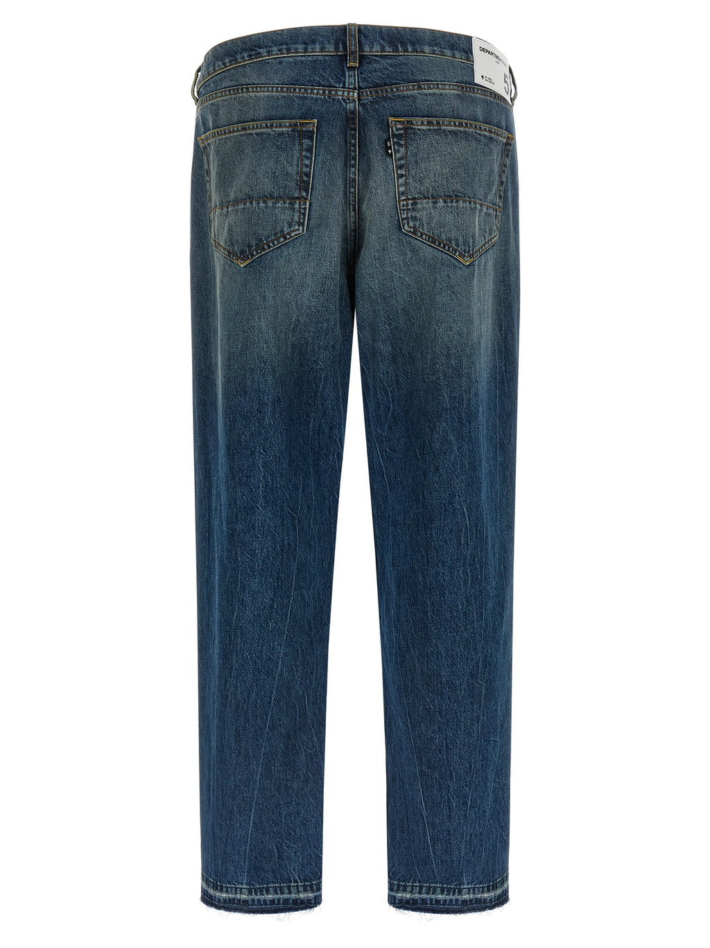 Blue Cotton Straight-Leg Jeans