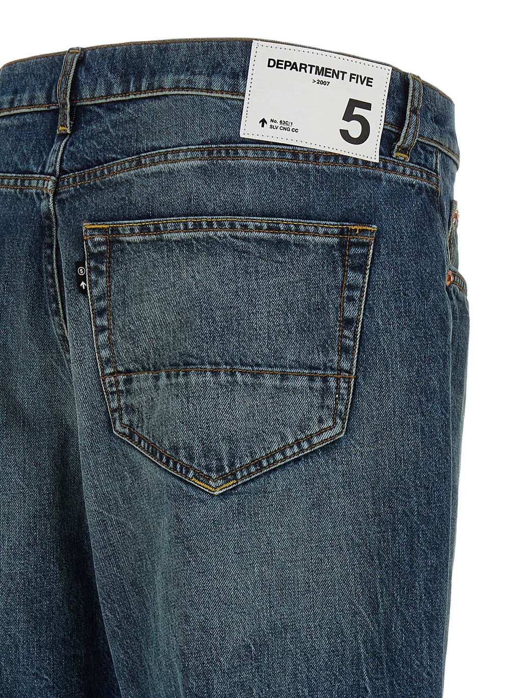 Blue Cotton Straight-Leg Jeans