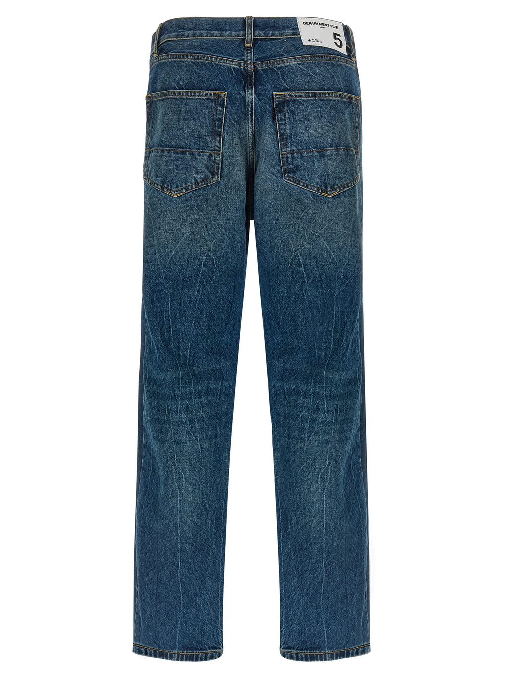 Blue Cotton Straight-Leg Jeans