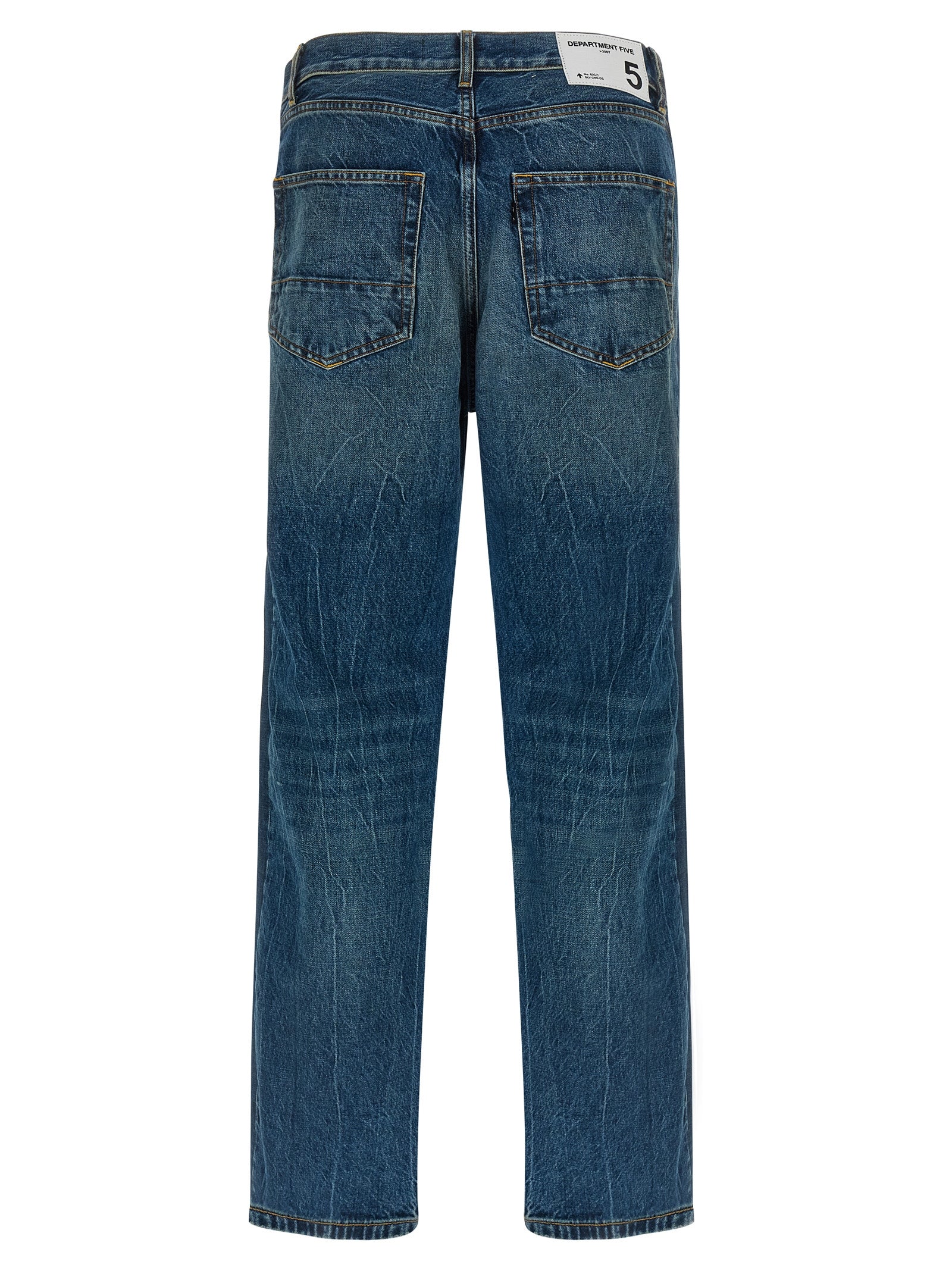 Blue Cotton Straight-Leg Jeans