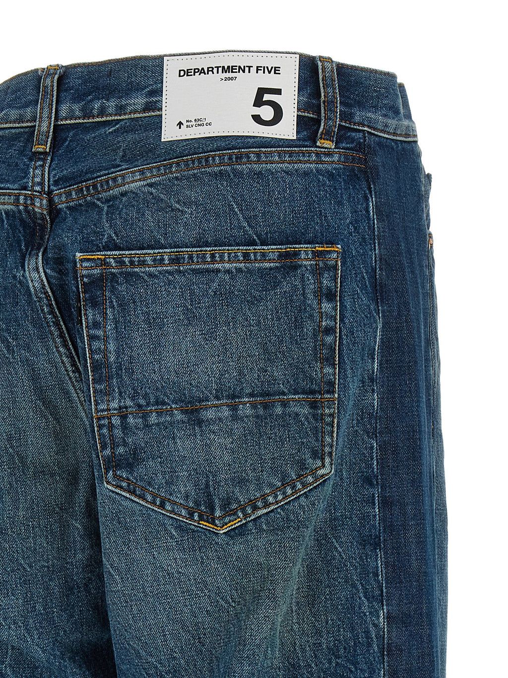 Blue Cotton Straight-Leg Jeans