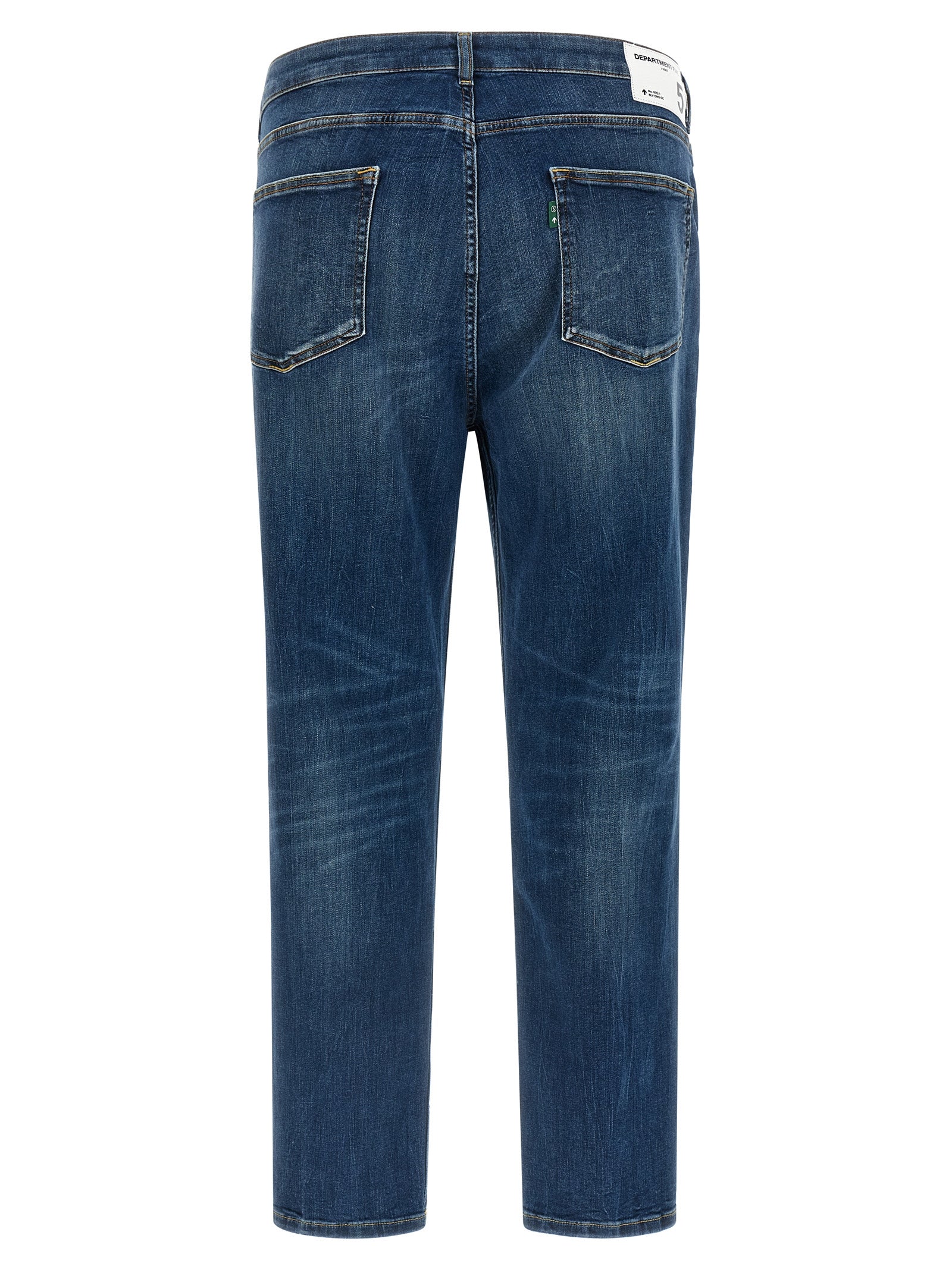 Blue Cotton Cropped Jeans