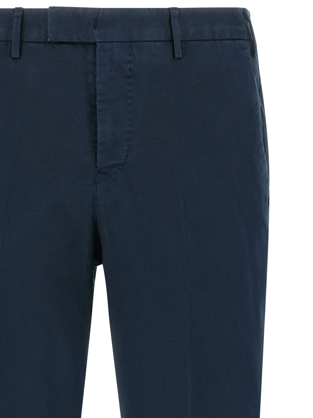 Blue Cotton Casual Pants