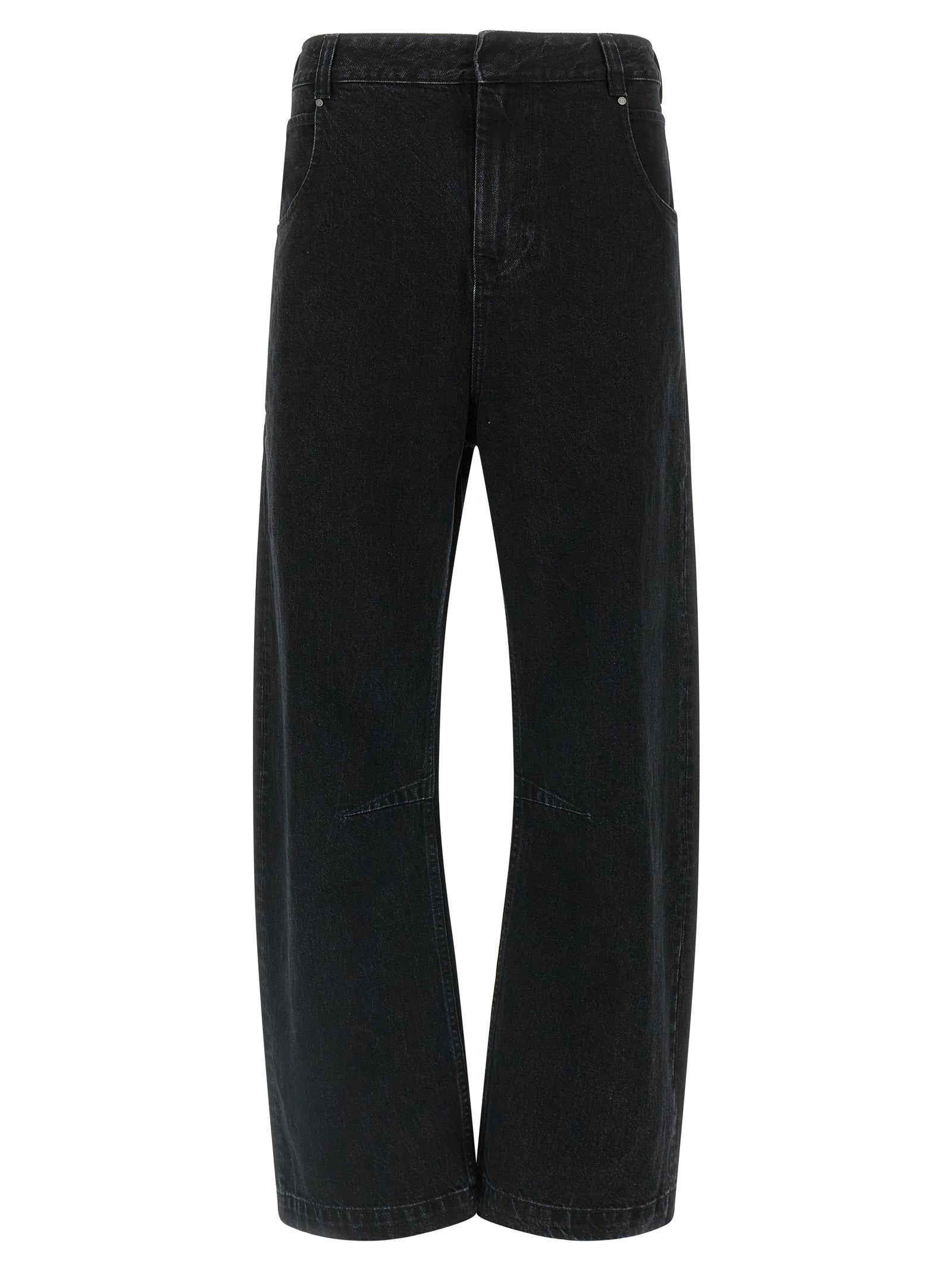 Black Cotton Straight-Leg Jeans
