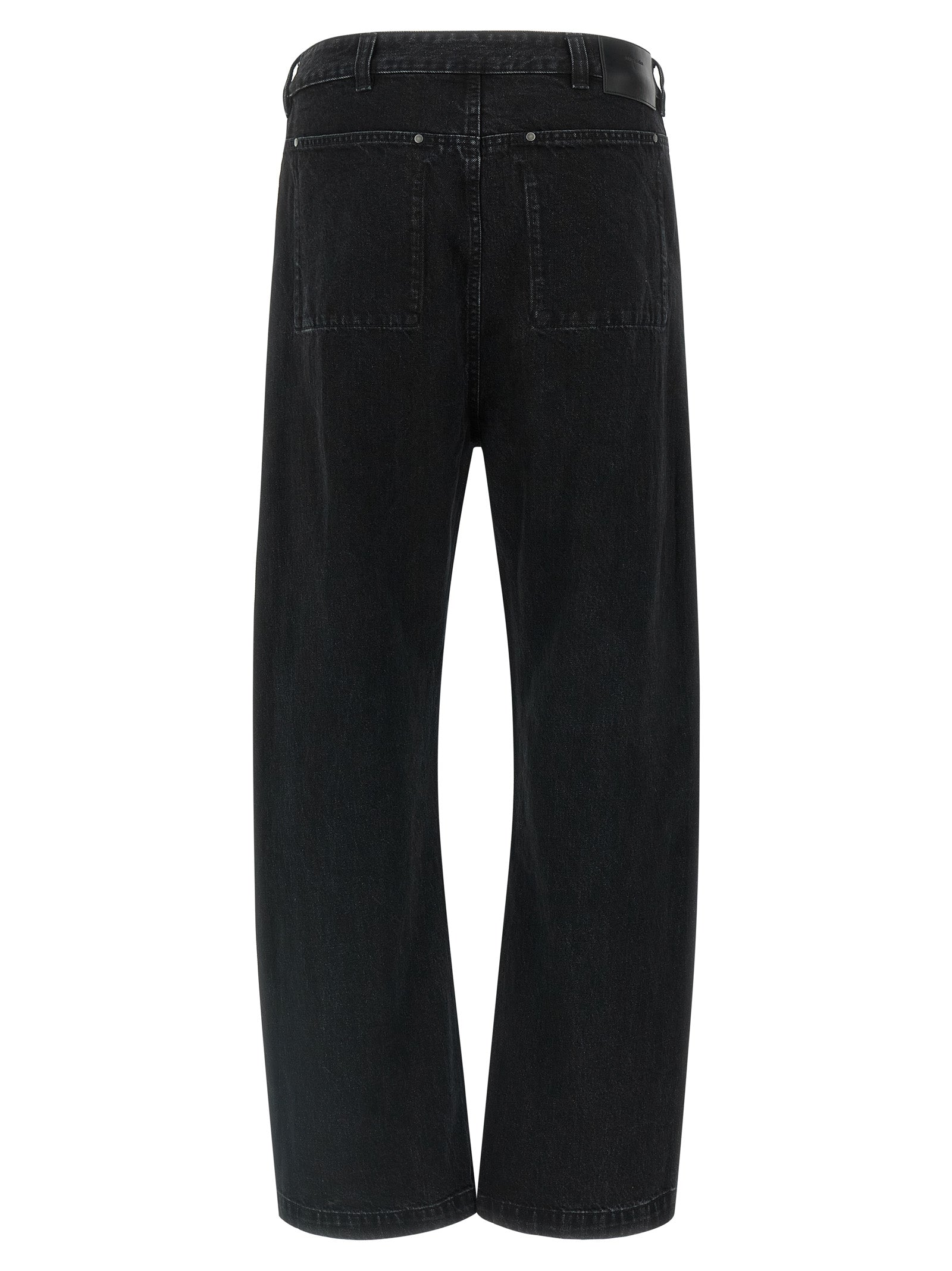 Black Cotton Straight-Leg Jeans
