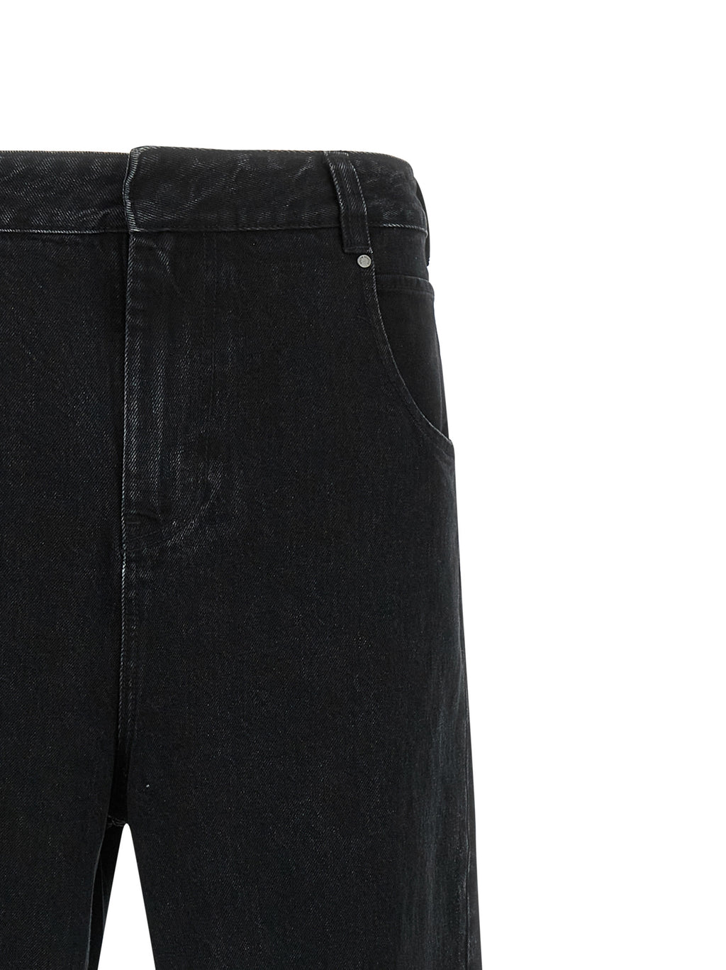 Black Cotton Straight-Leg Jeans