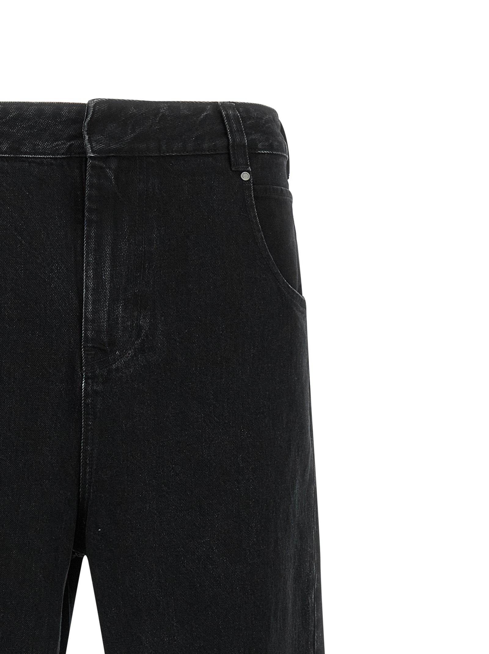 Black Cotton Straight-Leg Jeans