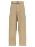 Beige Cotton Casual Pants