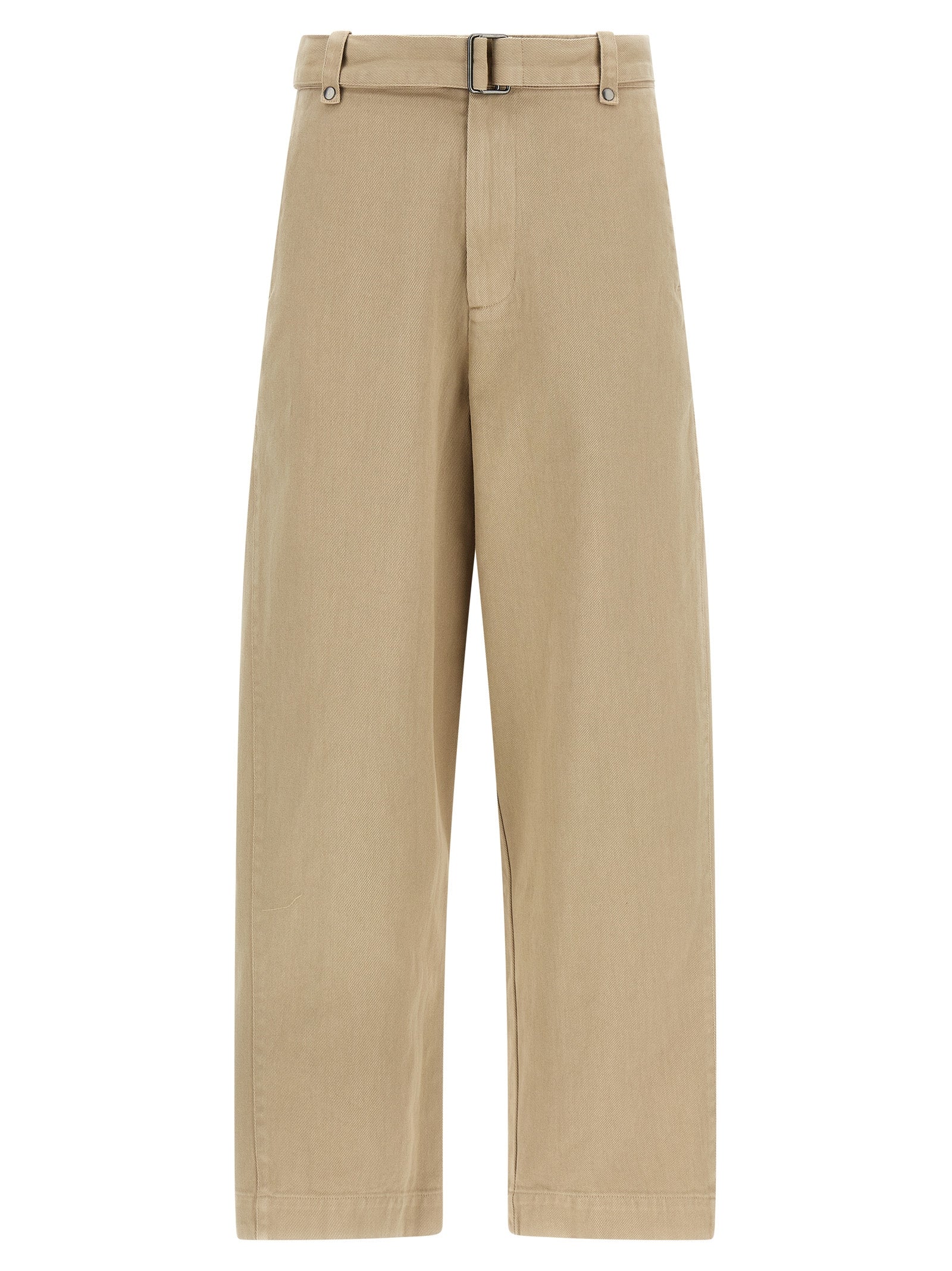 Beige Cotton Casual Pants