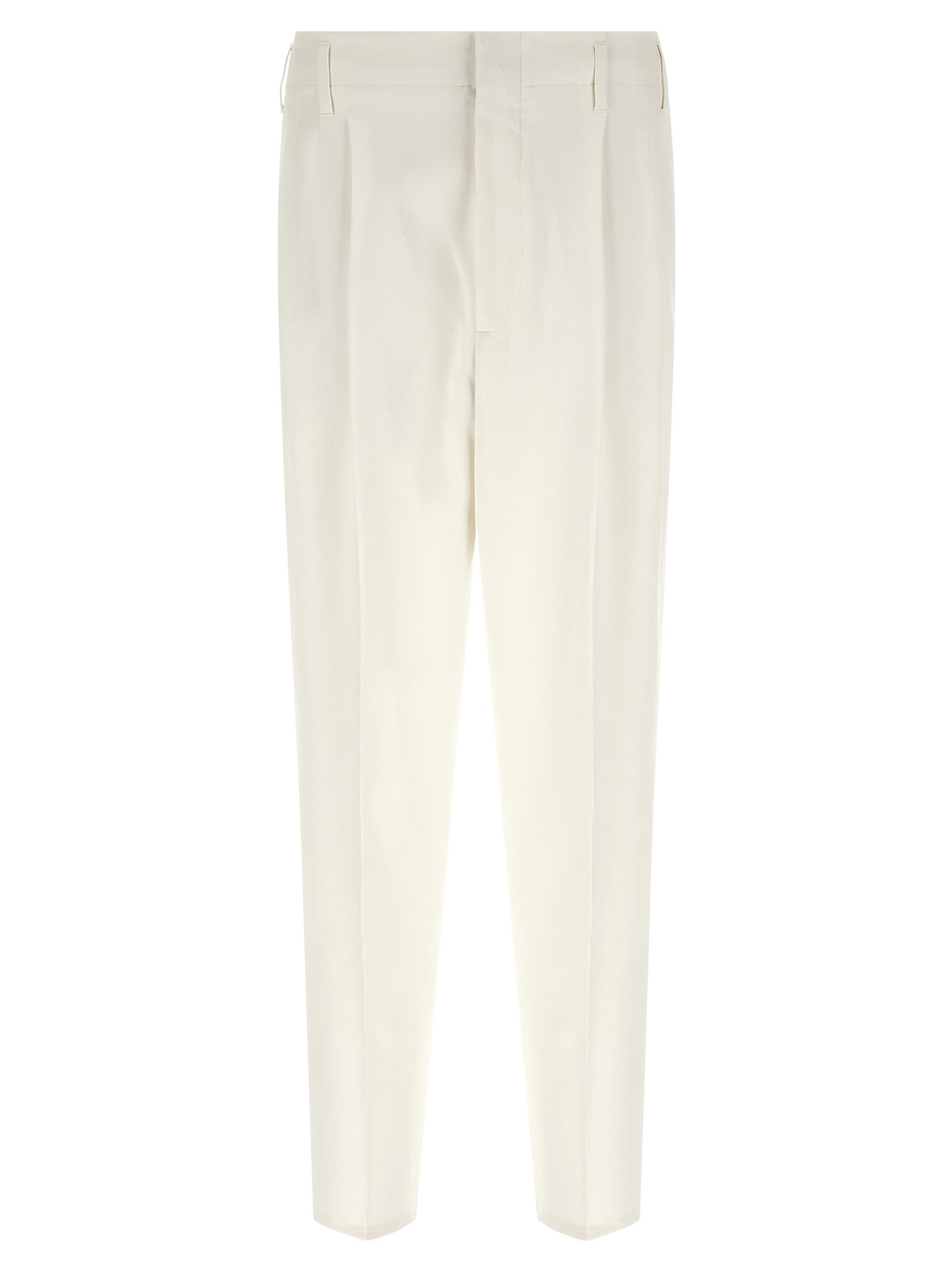 White Cotton Casual Pants