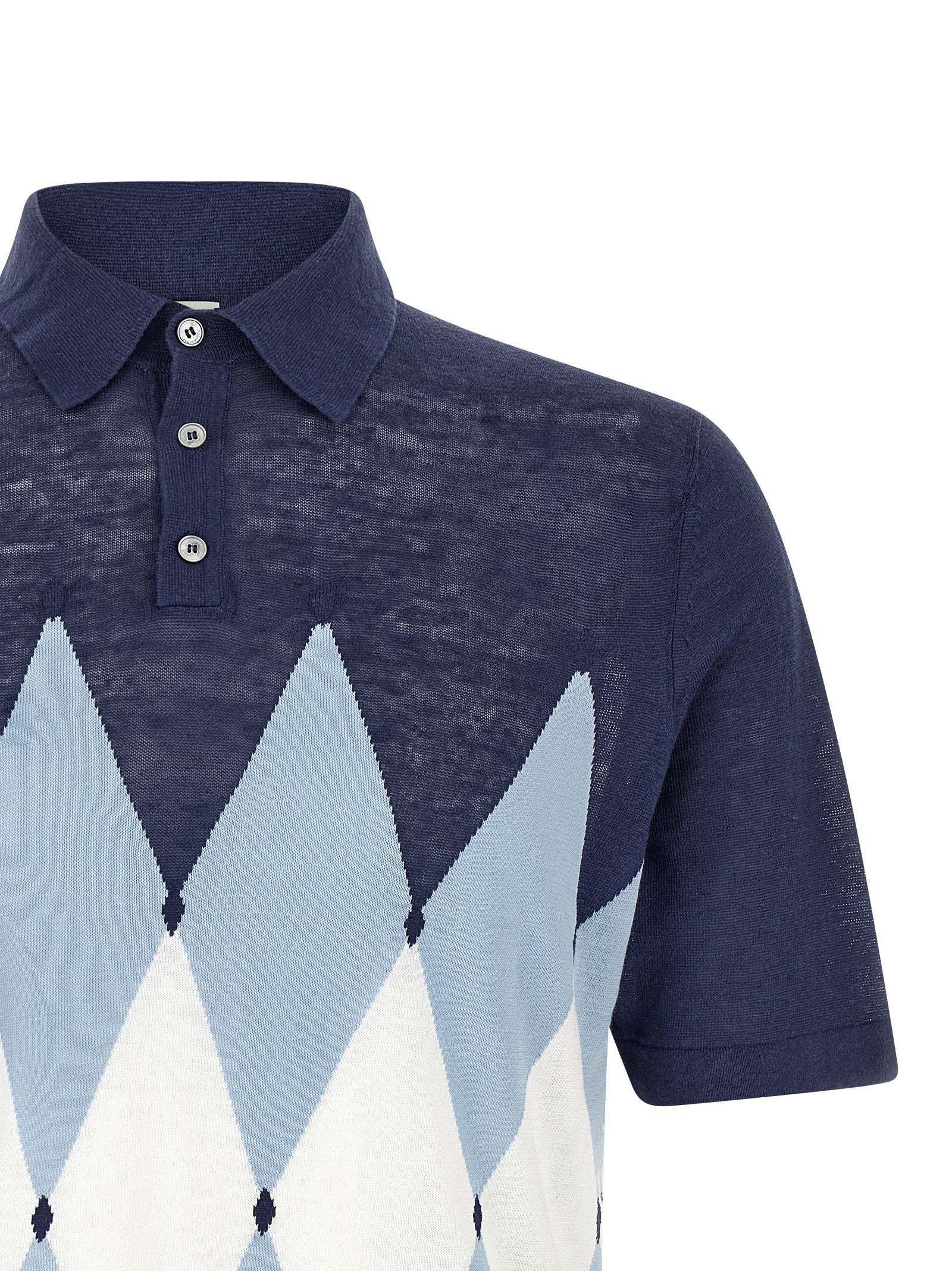 Blue Linen Polo Shirt