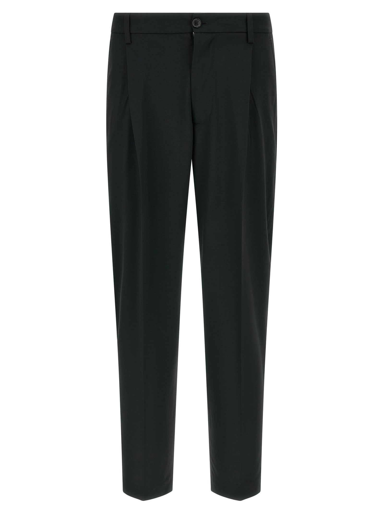 Black Polyester Casual Pants
