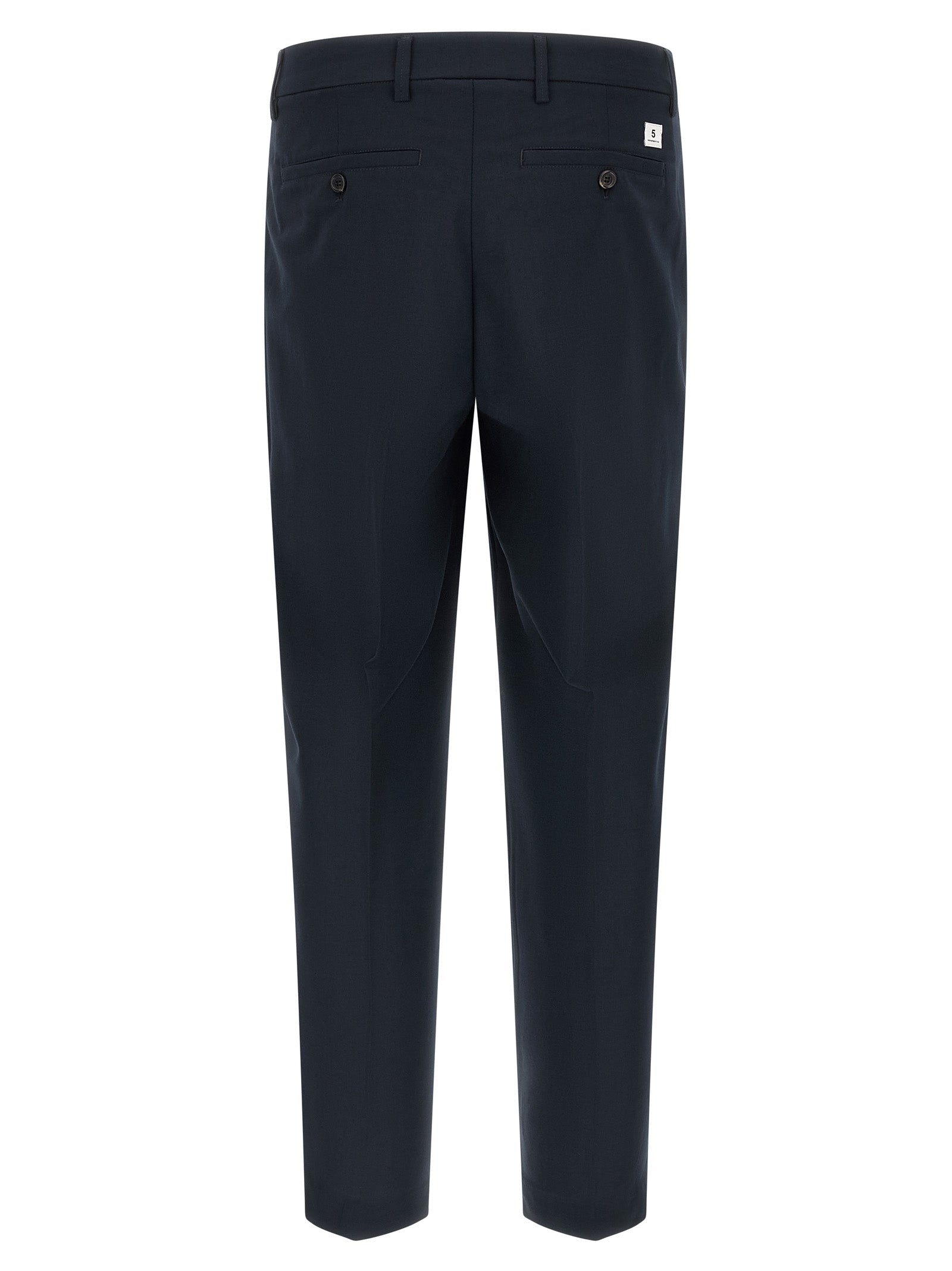 Blue Polyester Casual Pants