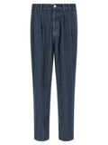 Blue Cotton Straight-Leg Jeans