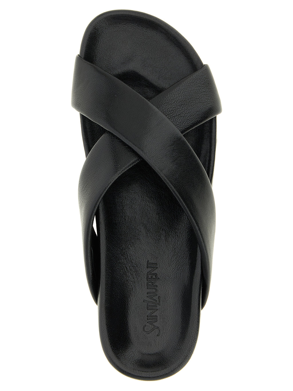 Black Lamb Leather Slides