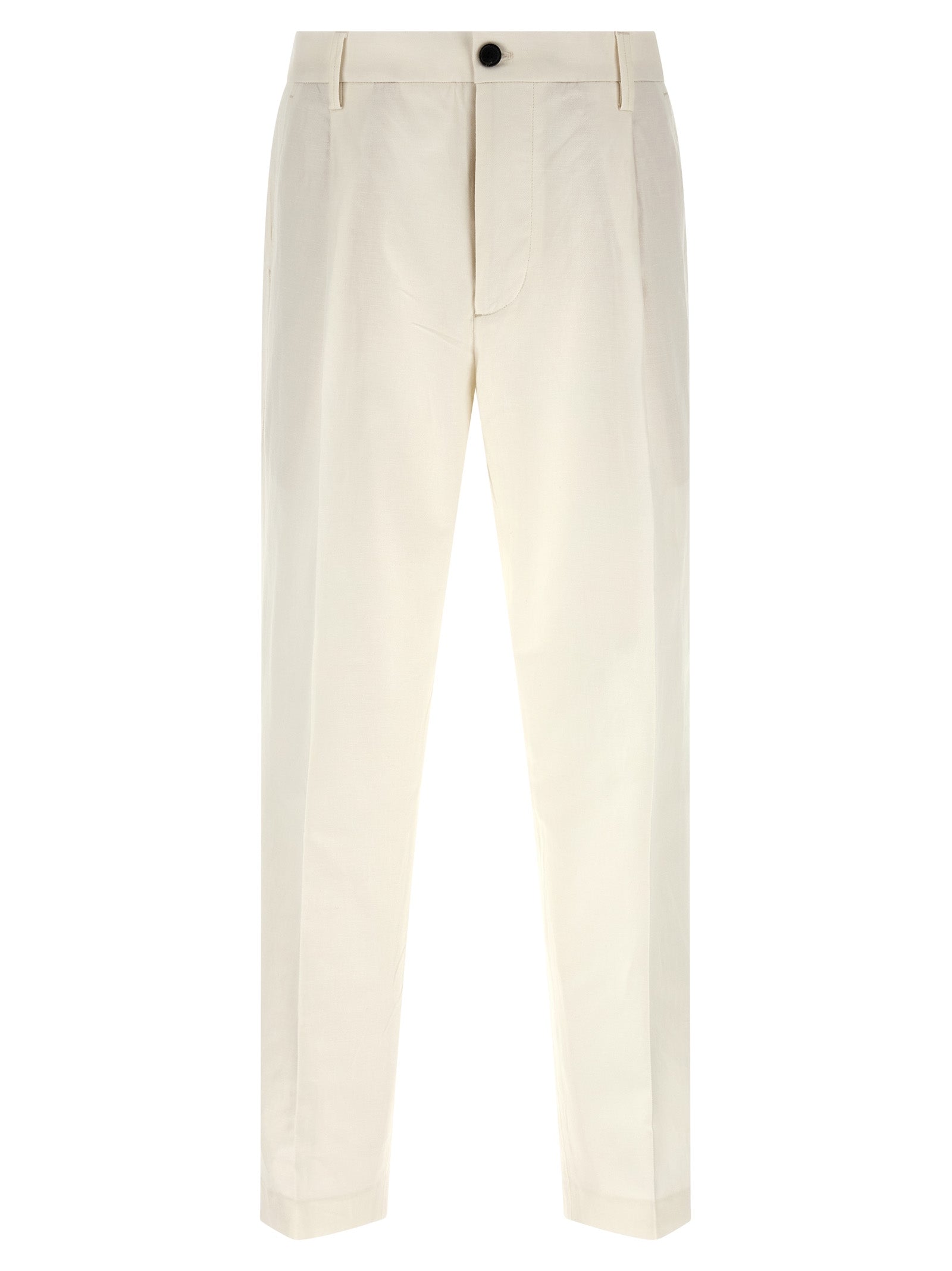 White Cotton Casual Pants