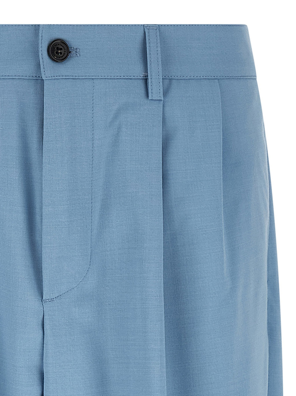 Blue Polyester Chino Pants