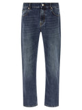 Blue Cotton Straight-Leg Jeans