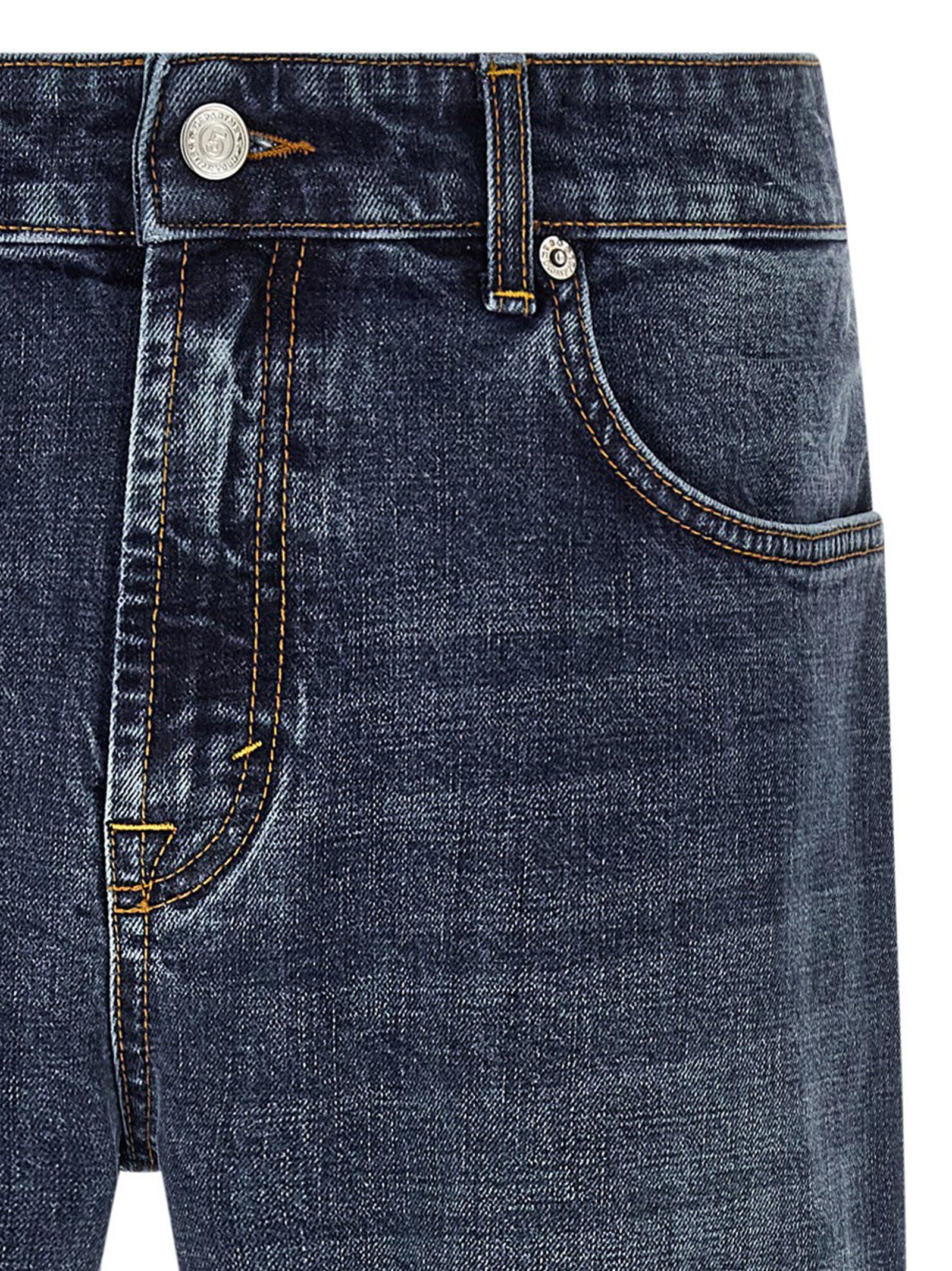 Blue Cotton Straight-Leg Jeans