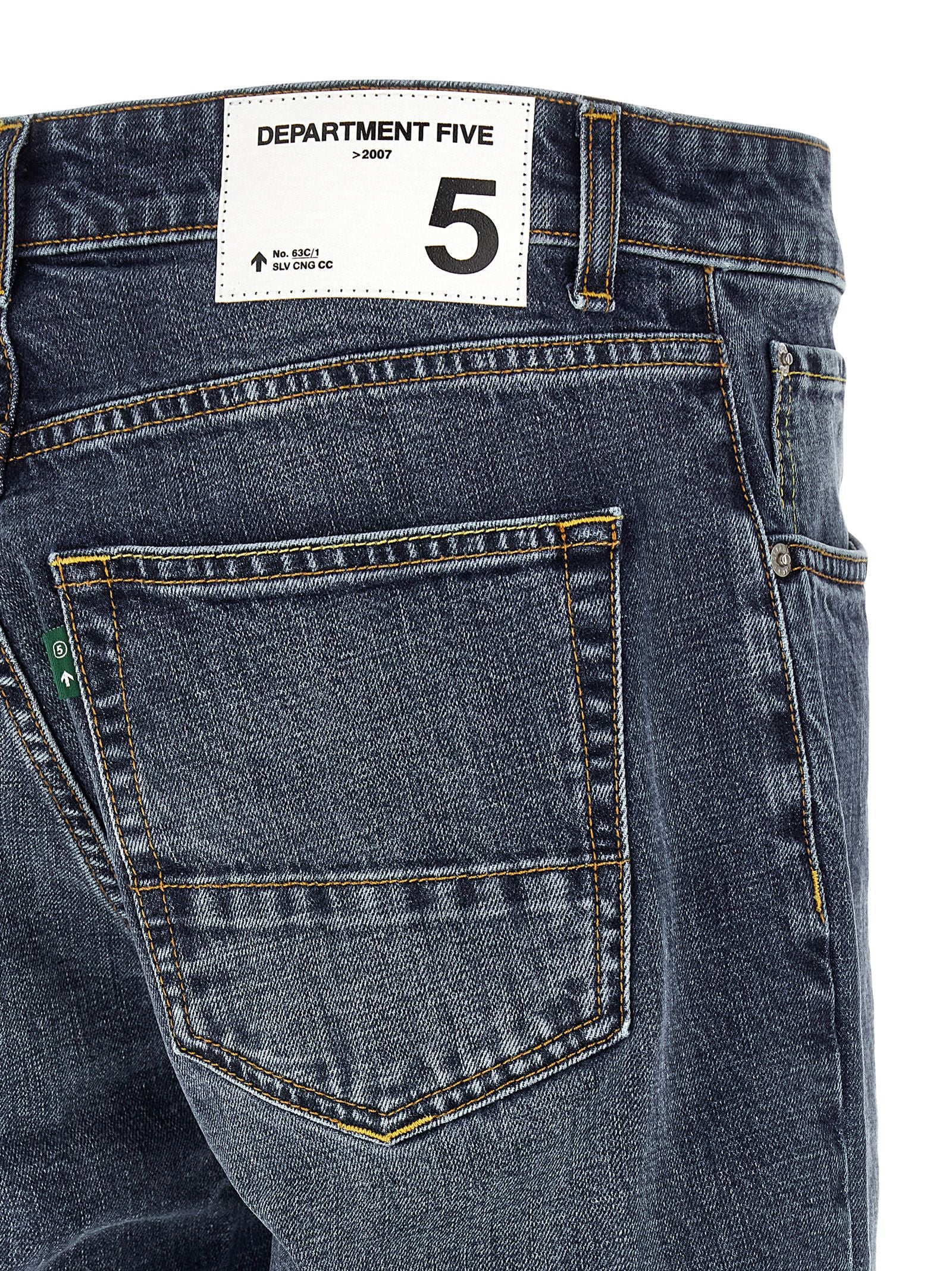 Blue Cotton Straight-Leg Jeans