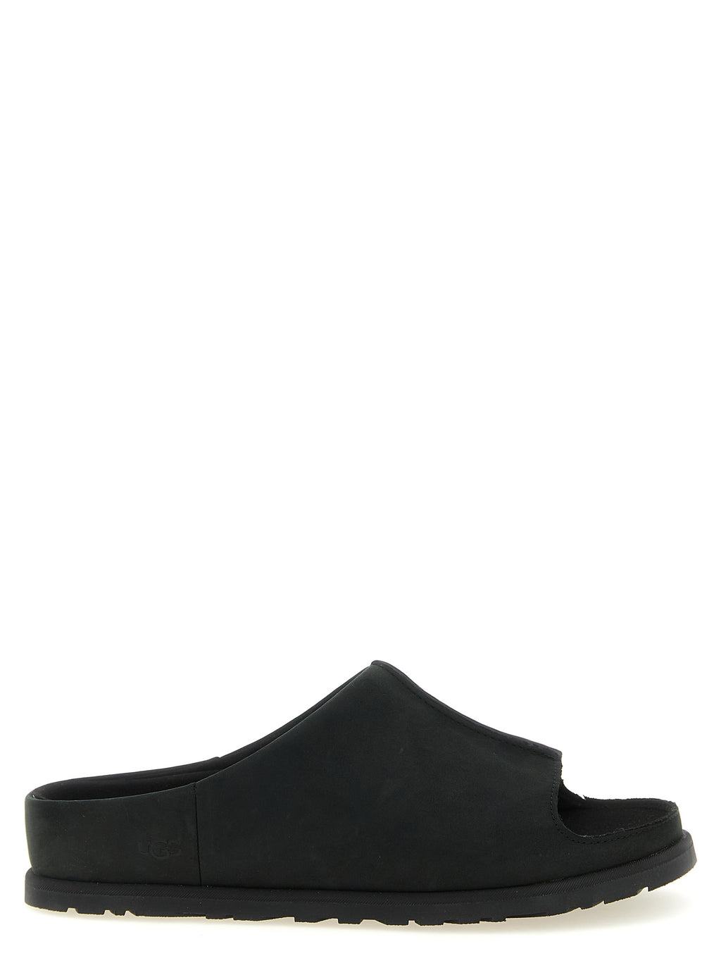 Black Leather Slides