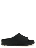 Black Leather Slides