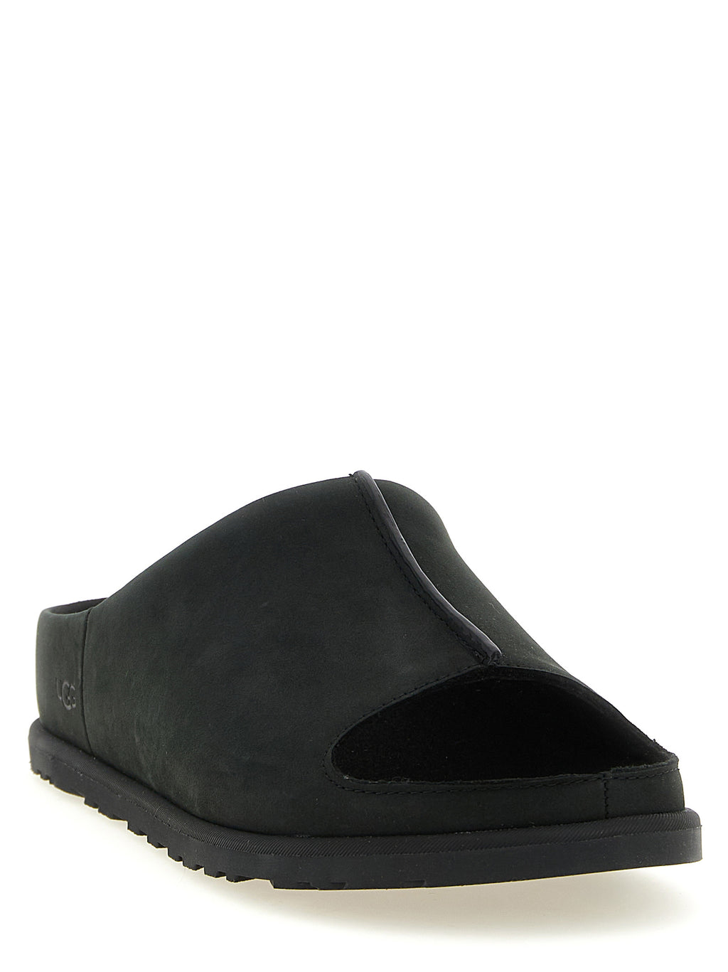 Black Leather Slides
