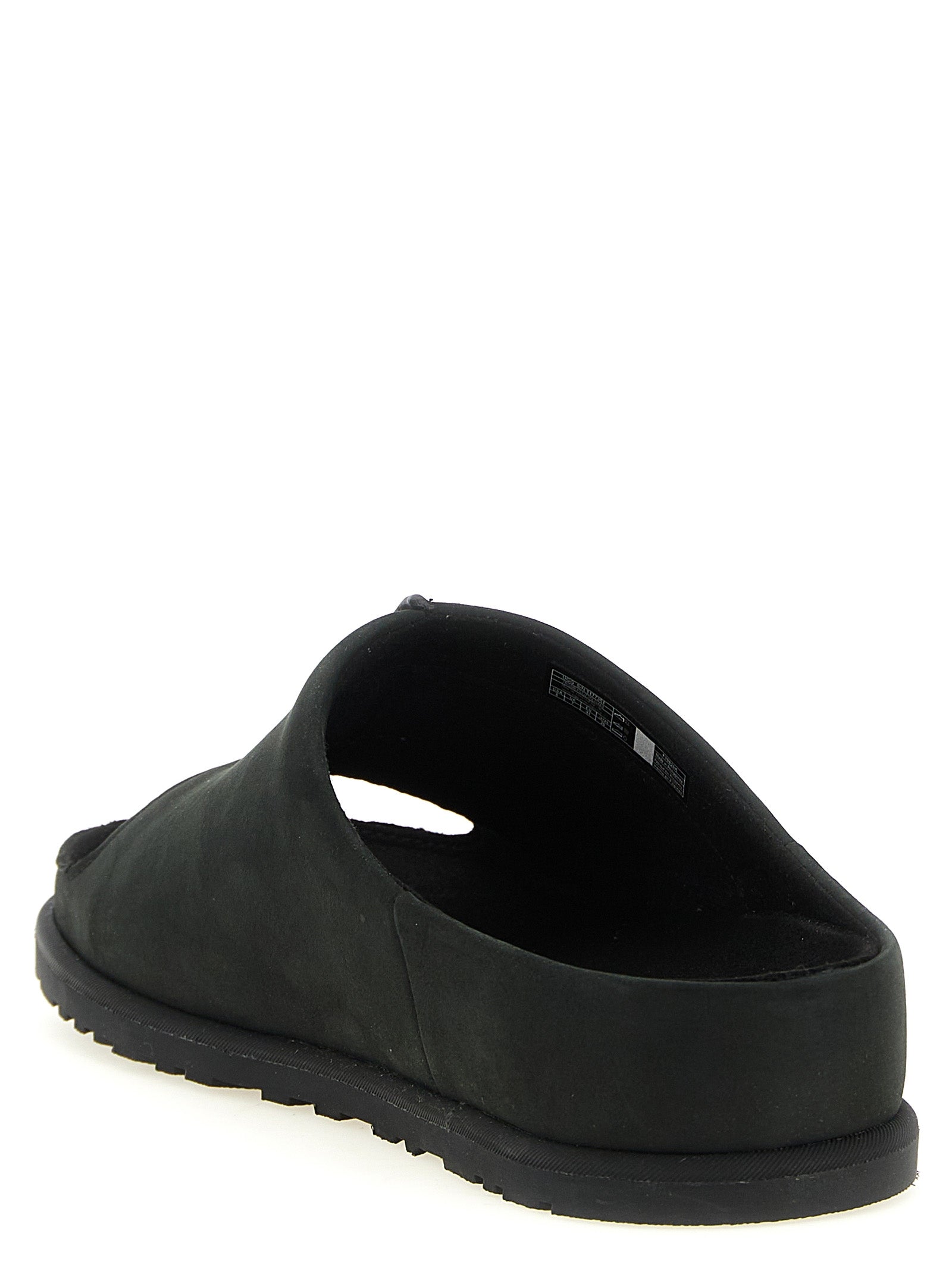 Black Leather Slides