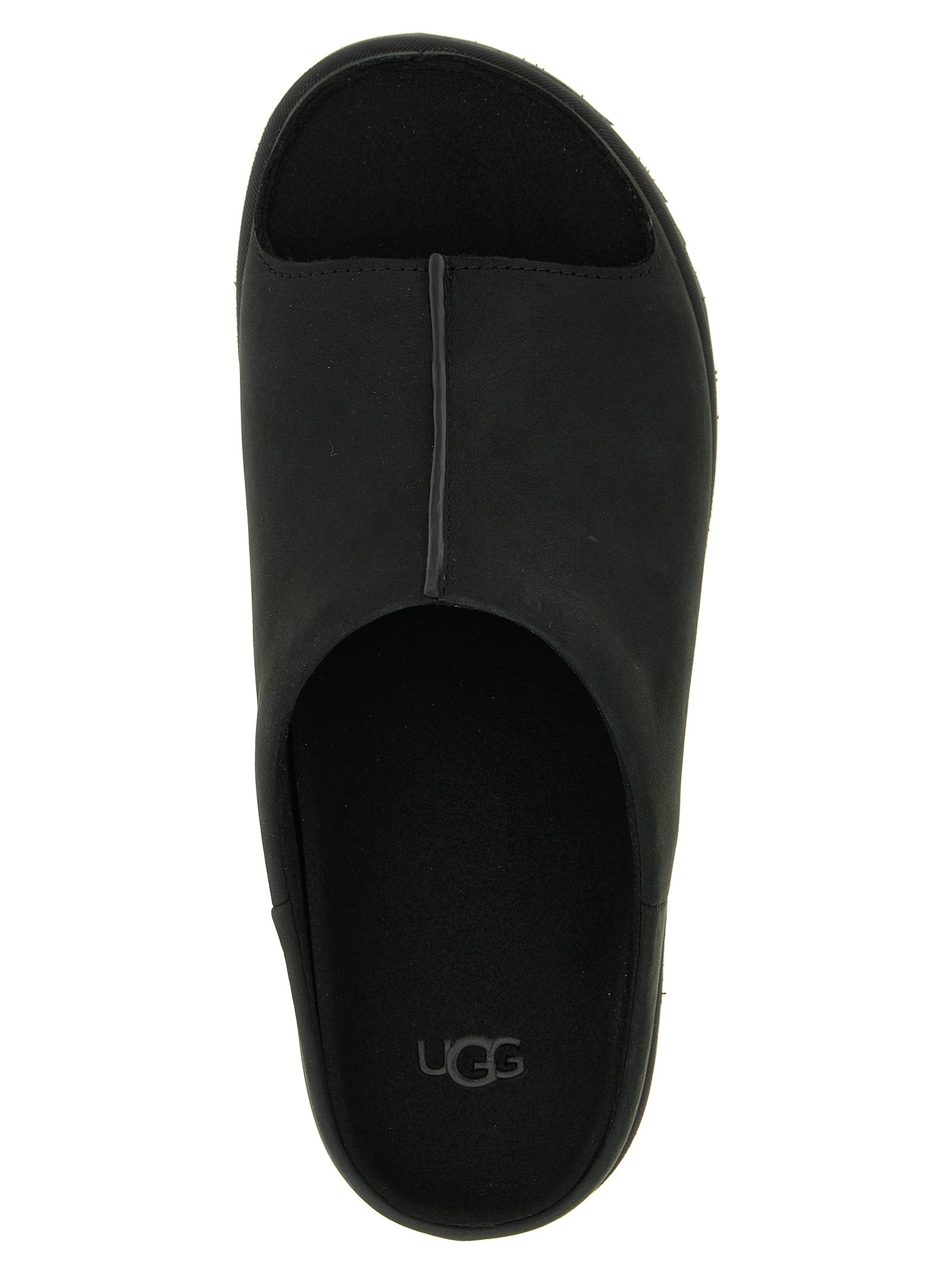 Black Leather Slides