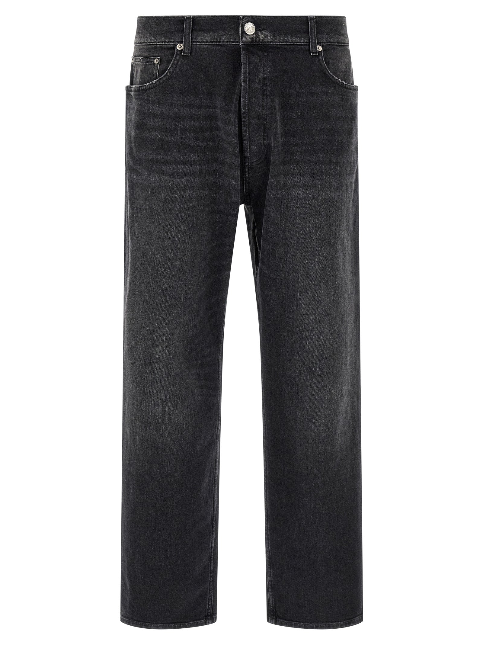 Black Cotton Cropped Jeans