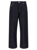 Blue Cotton Straight-Leg Jeans