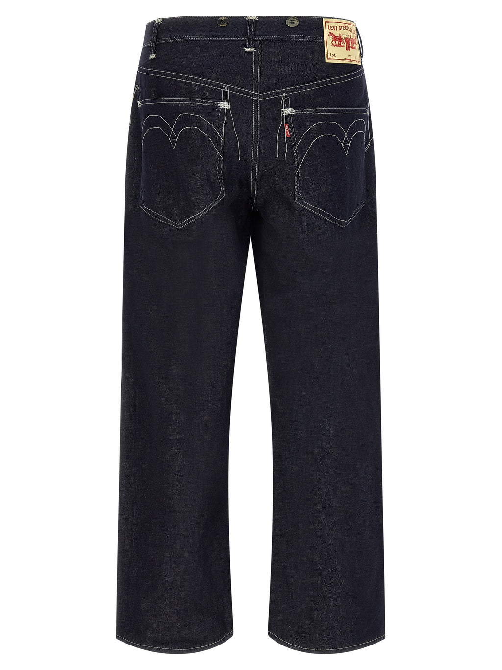 Blue Cotton Straight-Leg Jeans