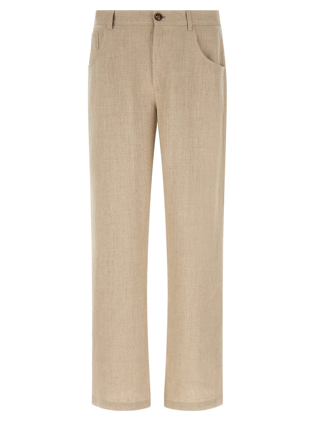 Beige Linen Casual Pants