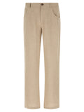 Beige Linen Casual Pants