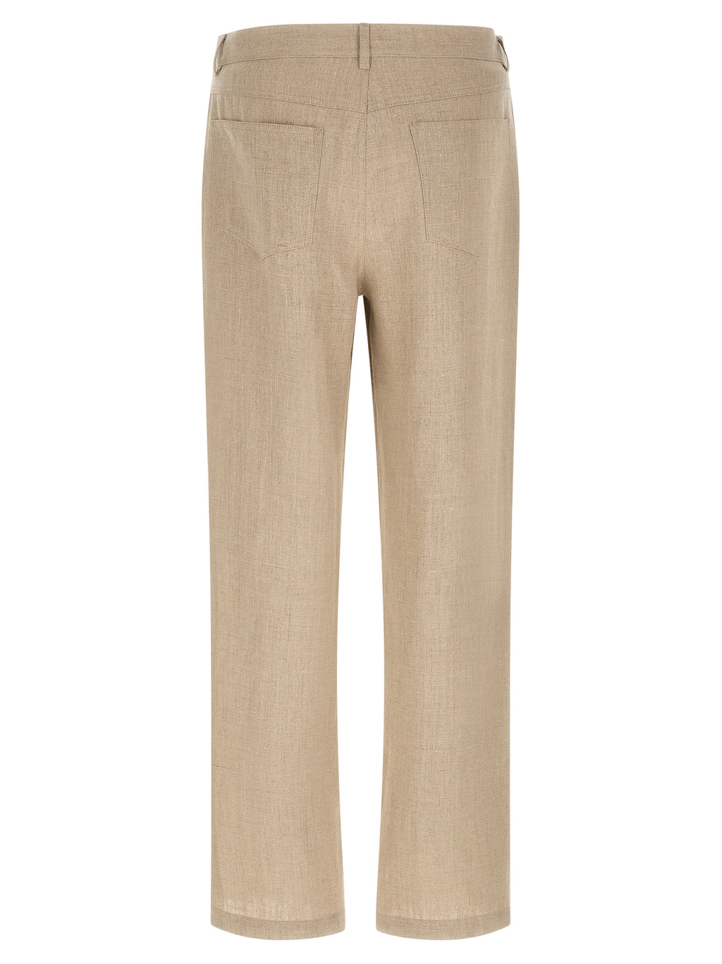 Beige Linen Casual Pants