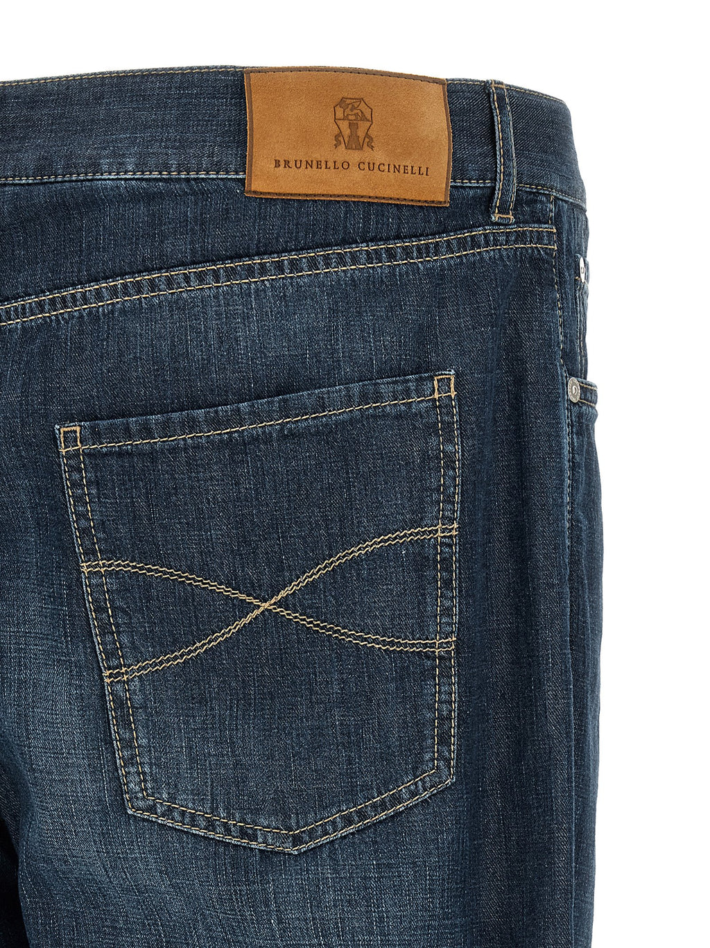 Blue Cotton Straight-Leg Jeans